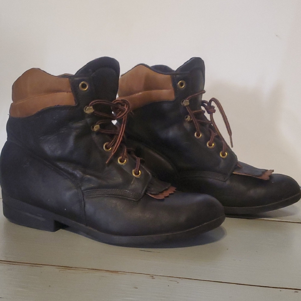 Ladies Laredo Performance Air Black/Brown Leather Boots. Work/Ride/Sport. Sz 8.5